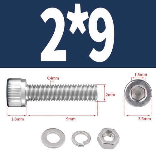 Juego de arandela de resorte de tuercas de tornillo de cabeza de tapa de acero inoxidable M2 M2,5 M3 M4 M5 M6 M8 M10 - Imagen 16 de 165