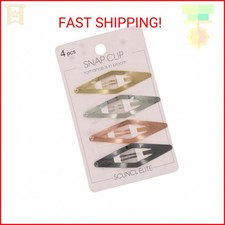 Scunci Elite Metals Hair Snap Clips, Assorted Colors, Strong Hold Metal Barrette