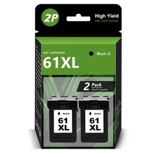 2 Pack 61XL Black Ink Cartridge for HP 61 ENVY 4500 4501 5530 5535 DeskJet 1055