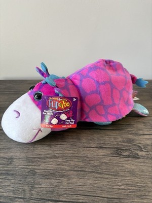 Flip A Zoo Hetal Hippo and Janika Giraffe Huggable Reversible Plush 11'' Animal