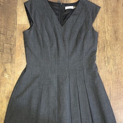 Calvin Klein Womens Pleated Sleeveless Fit & Flare Dress Size 10 Gray |  eBay