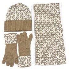 Michael Kors MK Logo Knit 3-Piece Gift Box Set Scarf, Hat  Gloves