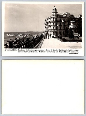 Tarragona Spain Mediterranean Balcony Roger de Lauria Monument RPPC Postcard