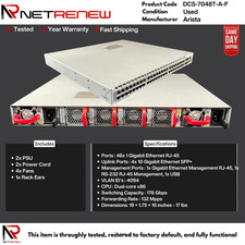 Arista DCS-7048T-A-F 48Port 4x 10GB SFP 48x 1GB RJ-45 Switch