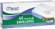 Mead Boxed Peel & Stick Envelopes 4.125"X9.5" 45/Pkg-Security #10
