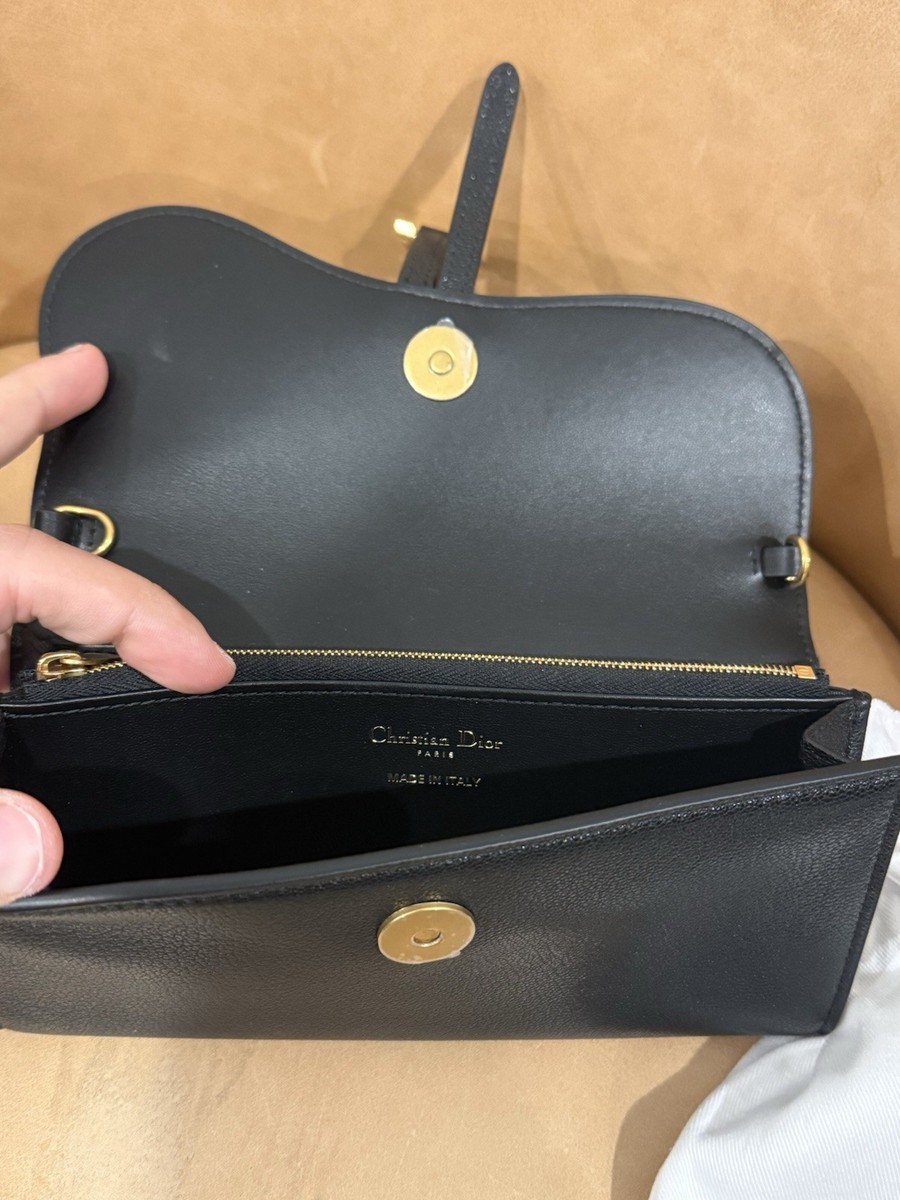 Dior Small Saddle Pouch with Chain Black Goatskin BRAND NEW | eBay
