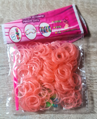 Loombänder/ Flechtgummis: 300 Loombänder (einfarbig), 24 Verschlüsse & ein Haken