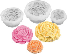3D Peony Flower Silicone Molds Set, 3 Sizes, for Candle Making, Soap, Resin C...