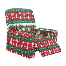 Christmas Bell Green Red Recliner Slipcovers Stretchable Printed Cover for
