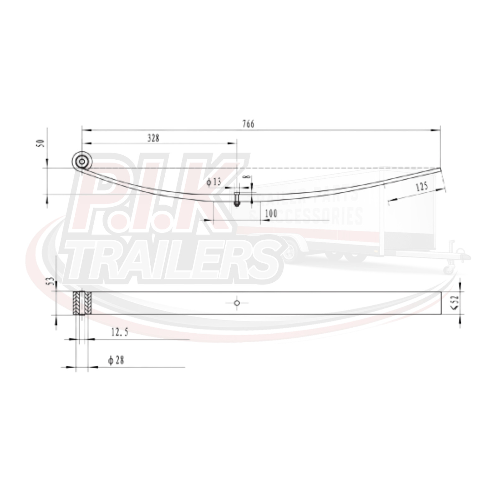 2 x Single Leaf Spring Suspension for Ifor Williams Trailer Horsebox C90003