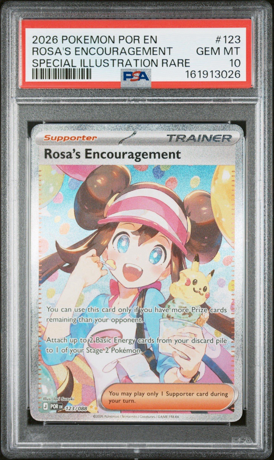 2026 POKEMON PERFECT ORDER SPECIAL ILLUSTRATION RARE ROSA'S ENCOURAGEMENT PSA 10