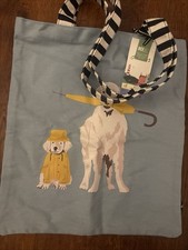 🌟Joules Lulu Novelty Canvas Tote Bag - Blue with Golden Retriever Dogs🌟
