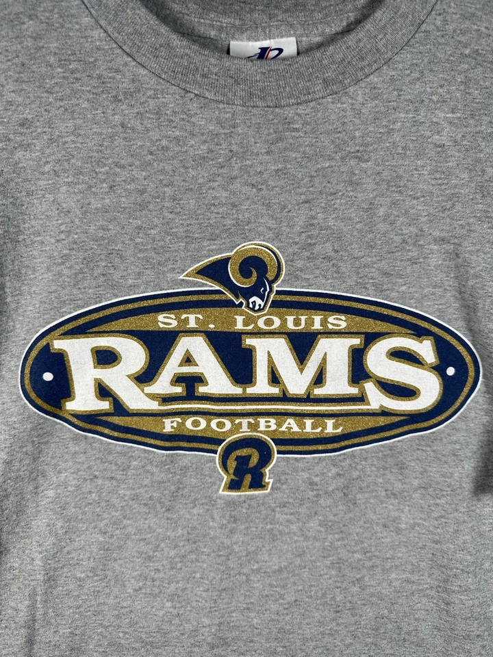 Camiseta deportiva vintage de fútbol americano de los St. Louis Rams de la NFL para hombre XL gris con logotipo Foto 2 de 4