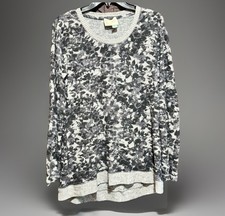 Saturday Sunday By Anthropologie Women  s XS Floral Brushed Fleece Long Sweater