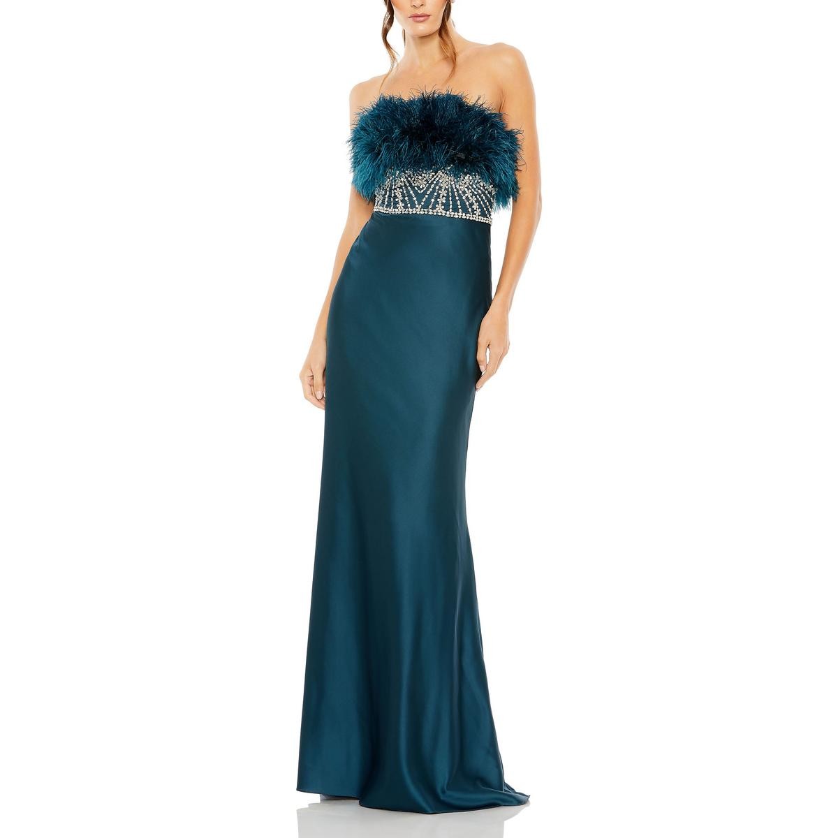 Женское синее вечернее платье Mac Duggal с украшениями 12 BHFO 7623