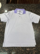 FJ FootJoy Men's Purple Striped Golf Performance Polo Shirt Size XL