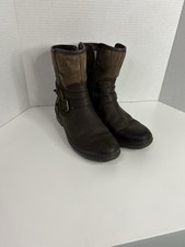 UGG Simmens Women’s Size 10 Waterproof Leather Moto Boots Brown Buckle Zip