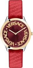 Versace VE2O00222 Logo Halo gold silver red Leather Women's Watch NEW