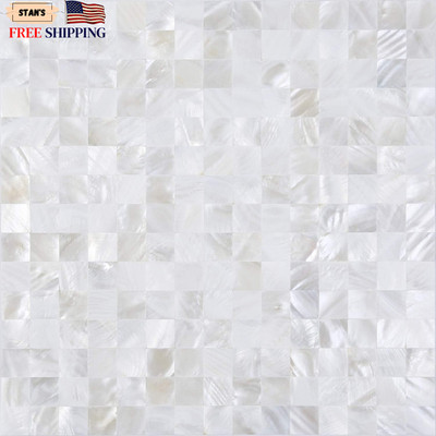 Mother of Pearl Peel and Stick Tile Backsplash 6PCS Ivory White Decor NEW...