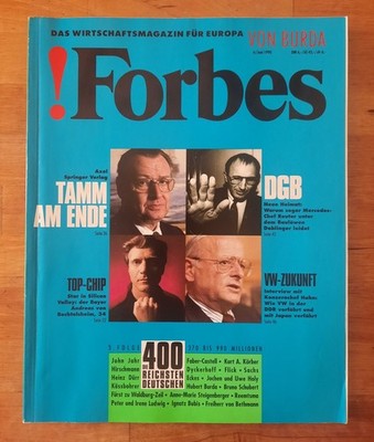 BURDA; !Forbes - DAS WIRTSCHAFTSMAGAZIN FÜR EUROPA 6/Juni 1990 - sehr gut !