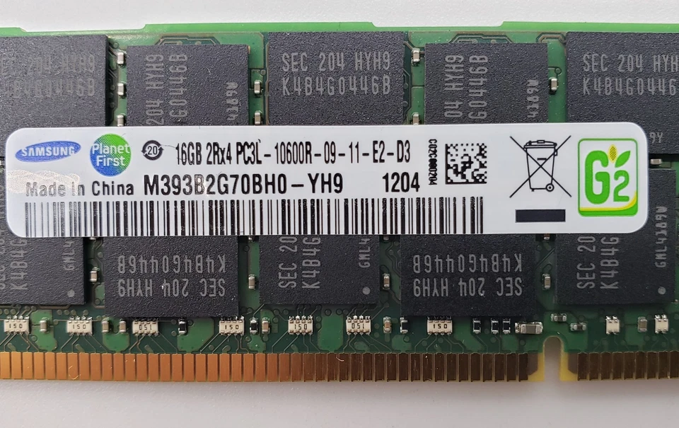 Menge (24) Samsung 16GB 2Rx4 PC3L -10600R-09-11-E2-D3 M393B2G70BH0-YH9