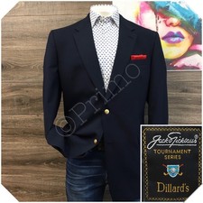 VINTAGE Mens Navy Blazer Sport Coat Casual Jacket Size 48L Classic Wool Suit