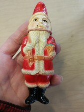 Antique 6" Celluloid Viscoloid Christmas Santa Claus hollow ornament figure