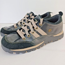 Skechers Sz 9 Oxford Sneakers Vtg Grunge 90s Y2K Skater Leather Black Chunky