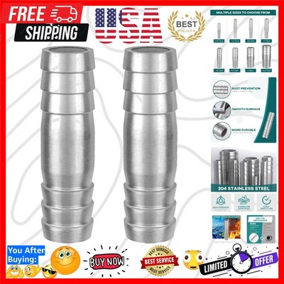 Stainless Steel 3/4'' to 3/4'' Hose Barb Fittings Splicer Mender Round Union Co...