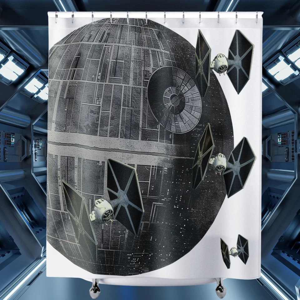 Cortina de Ducha Espacio Galáctico - Decoración de Baño de Ciencia Ficción, Regalo Inspirado en Star Wars, Foto 3 de 4