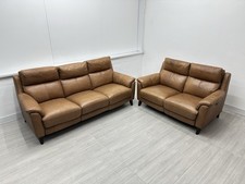 Sofology Leather 3 + 2 Seater Electric Power Recliners Tan Sofas