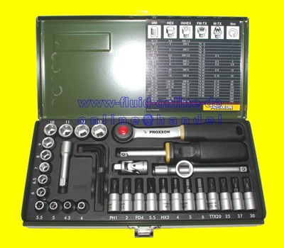 PROXXON 23080 Ratschenkasten 36tlg. Nüsse + Bits + Knarre Antrieb 6,3mm 1/4'' NEU