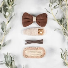 Trotting Trends Cute Fabric Hair Clips Set #5 for Girls, Women, Kids, Baby