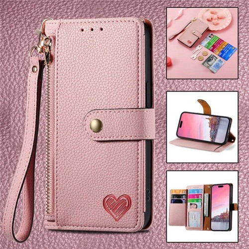 For iPhone 16 15 14 13 12 11 Pro Max RFID Zipper Leather Wallet Case Flip Cover - Picture 42 of 91