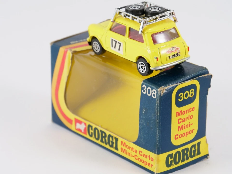 Corgi 308 Aufbau Carlo Mini Cooper 1967 Gelb Whizzwheels - Bild 3 von 4