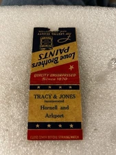 Hornell Arkport NY Lowe Brothers Paints Vintage Matchbook New New York