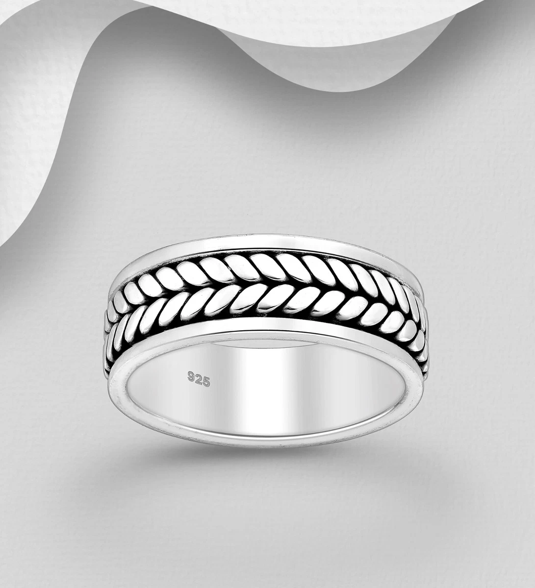 Mens silver cheap spinning ring