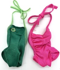 Mattel Barbie Swimsuits Vintage Swimwear Lot of 2 Swimsuits Pink Green One Piece
