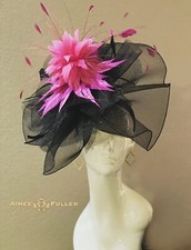 Any Color Kentucky Derby Fascinator Black Royal Ascot Hat Fuchsia Hot Pink