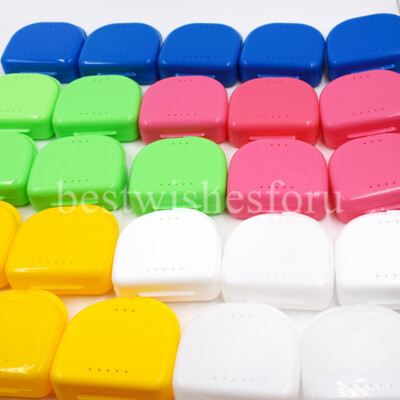50 Pcs Dental Orthodontic Retainer Denture Storage Case Box Mouthguard Container