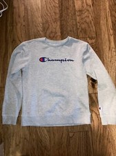 Gray Champion Sweatshirt   Pullover Crewneck, Size Youth XL VTG Y2K Grey