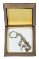 Scottish Terrier - Silver Plated Keychain With Dog