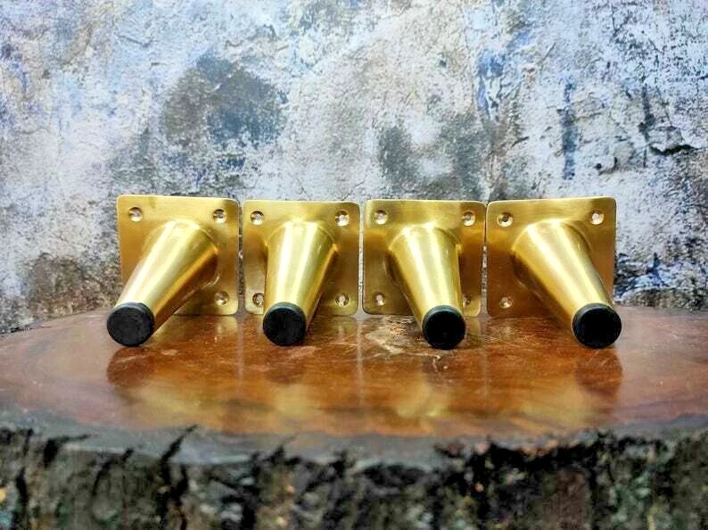 Conjunto de 4, 4"" a 24" Faça Você Mesmo Móveis Retos de Latão Sólido Sofá Mesa Pernas - Imagem 4 de 4