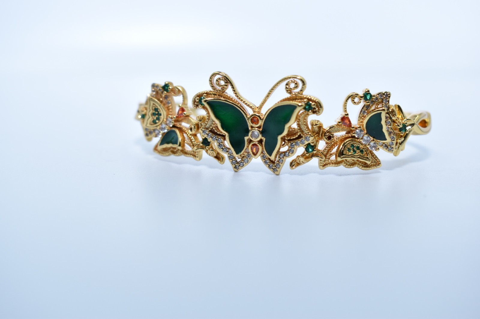 Stunning GoldTone Statement Cuff Bangle Crystal &… - image 9