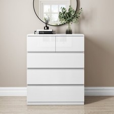 Chest of Drawers White Gloss with 2+3 Drawers Modern Style Bedroom Furniture