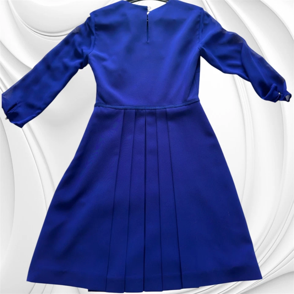 TED BAKER Bow Detail Long Sleeves Blue Short Dress Ted's Size 0 Ted US 0-2 - Image 4 of 4