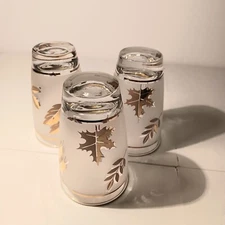 Vintage MCM Libbey Golden Leaf Glasses 4 1/2 inches High Set of 3