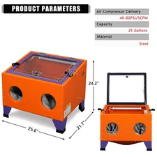 25 Gallons SandBlaster Bench Cabinet Air Sand Blaster Sand Blast w/Spray Gun New