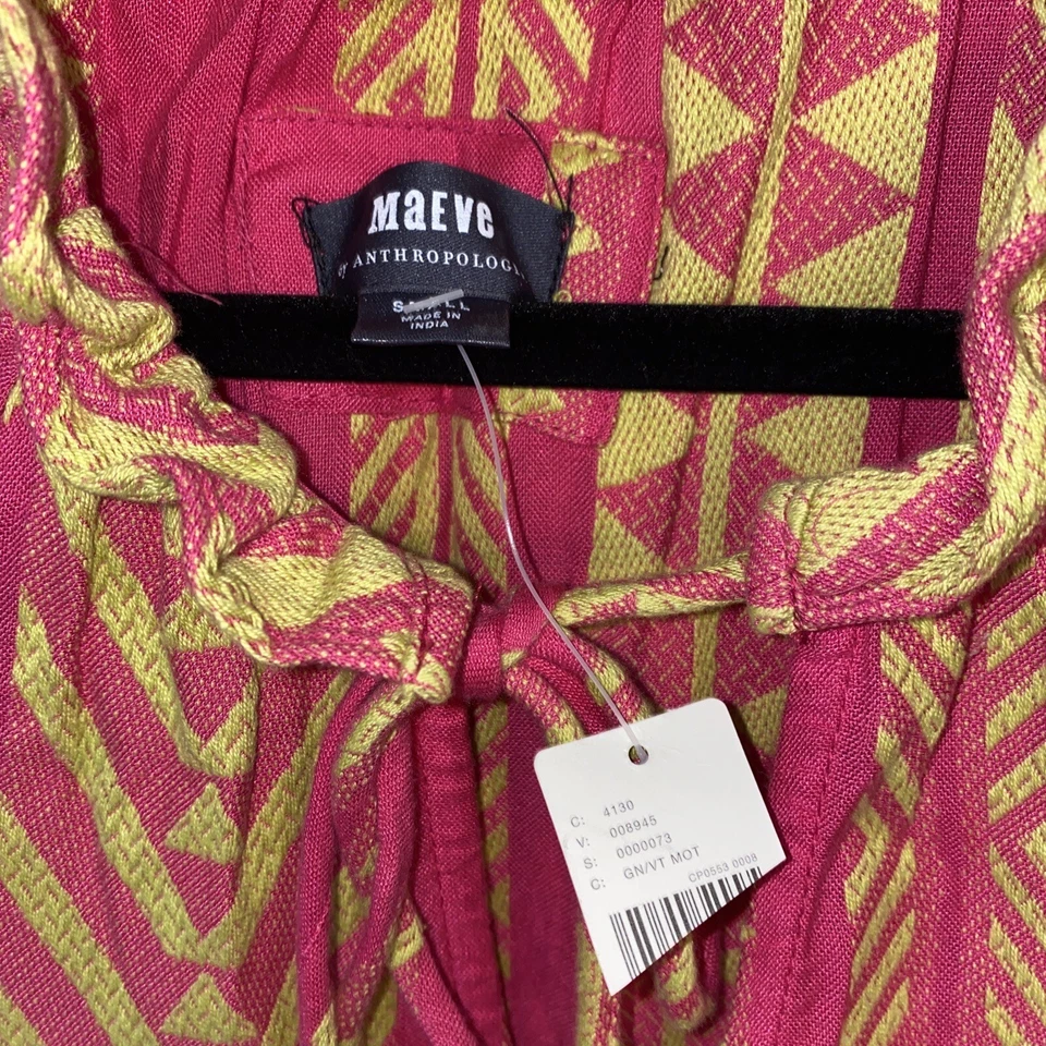 Nuevo con etiquetas Vestido túnica bordado Dominique rosa y amarillo Maeve talla S Anthropologie Foto 2 de 4