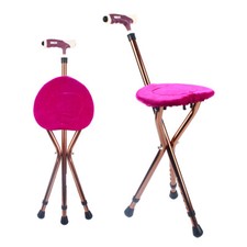Image of Walking Stick Seat Crutch Stool Cane Chair Foldable Height Adjustable UK